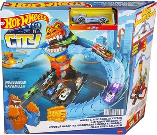 MATTEL HOT WHEELS CITY ΠΙΣΤΑ ΜΕ ΘΗΡΙΑ WRECK AND REDE GORILLA ATTACK HDR29