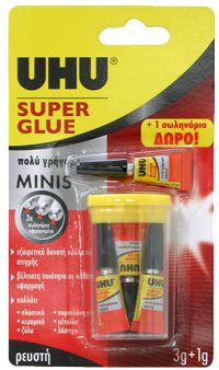 UHU ΚΟΛΛΑ ΣΤΙΓΜΗΣ SUPER GLUE MINIS 3X1GR CN10 BLISTER 45415