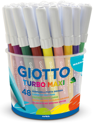 GIOTTO ΜΑΡΚΑΔΟΡΟΙ ΧΟΝΤΡΟΙ TURBO MAXI SUPERWASHABLE 48 ΧΡΩΜΑΤΑ 521400