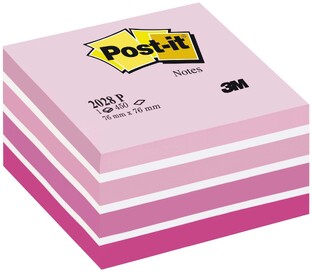 3M POST IT ΑΥΤΟΚΟΛΛΗΤΑ ΧΑΡΤΑΚΙΑ ΚΥΒΟΣ 2028 P 7,6x7,6cm AQUARELLE ΡΟΖ 450φ