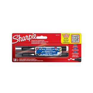 SHARPIE CREATIVE ACRYLIC MARKERS ΜΑΡΚΑΔΟΡΟΙ ΑΚΡΥΛΙΚΟΙ ΜΕ ΣΤΡΟΓΓΥΛΗ ΜΥΤΗ 2 ΧΡΩΜΑΤΑ