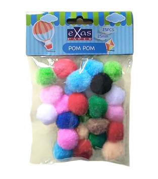 EX HOBBY ΣΕΤ POM POMS 2,5cm 25τεμ 402406