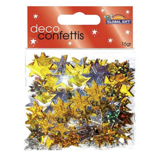 GLOBAL GIFT DECO CONFETTIS ΠΟΥΛΙΕΣ ΑΣΤΕΡΙΑ ΧΡΥΣΑ ΑΣΗΜΙ 15gr 360523