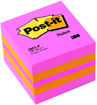 3M POST IT ΑΥΤΟΚΟΛΛΗΤΑ ΧΑΡΤΑΚΙΑ ΚΥΒΟΣ MINI 2051 P 5,1x5,1cm ΡΟΖ ΑΠΟΧΡΩΣΕΙΣ 400φ