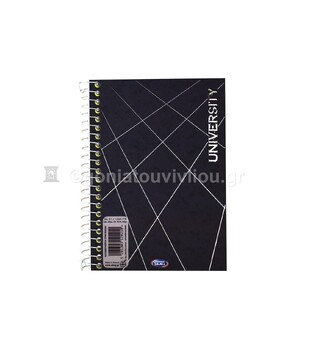 SKAG ΣΗΜΕΙΩΜΑΤΑΡΙΟ ΣΠΙΡΑΛ 12,6x17,8cm 3 ΘΕΜΑΤΩΝ 120φ No31 UNIVERSITY FOIL ΜΑΥΡΟ 120210