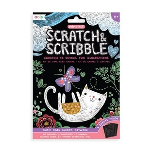 OOLY SCRATCH AND SCRIBBLE MINI KIT 6 ΚΑΡΤΕΣ ΧΑΡΑΚΤΙΚΗΣ CUTIE CAT 141039