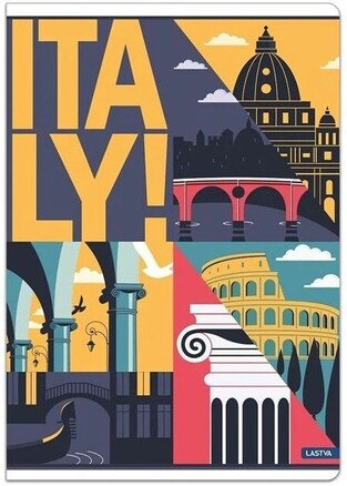 LASTVA ΤΕΤΡΑΔΙΟ ΚΑΡΦΙΤΣΑ A4 (21x29,7cm) 52φ TRAVEL ITALY 33104