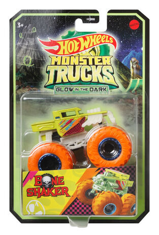 MATTEL HOT WHEELS MONSTER TRUCKS GLOW IN THE DARK HCB50 BONE SHAKER