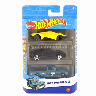 MATTEL ΑΥΤΟΚΙΝΗΤΑΚΙΑ HOT WHEELS ΣΕΤ 3τεμ ΜΑΥΡΟ ΠΡΑΣΙΝΟ ΚΙΤΡΙΝΟ K5904