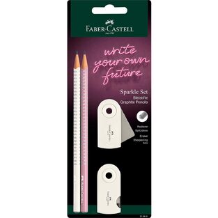 FABER CASTELL ΣΕΤ SPARKLE II 2 ΜΟΛΥΒΙΑ ΞΥΣΤΡΑ ΓΟΜΑ SLEEVE ΛΕΥΚΟ ΡΟΖ BLISTER 218481