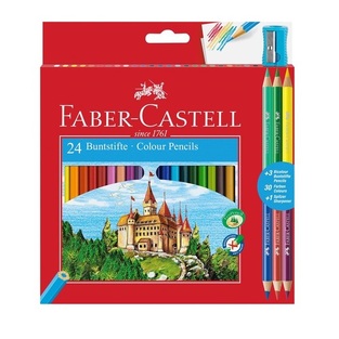 FABER CASTELL ΣΕΤ ΞΥΛΟΜΠΟΓΙΕΣ KNIGHTS 24 ΧΡΩΜΑΤΑ + 3 ΞΥΛΟΜΠΟΓΙΕΣ ΔΙΠΛΕΣ + ΞΥΣΤΡΑ 110324