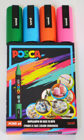 POSCA ΣΕΤ ΜΑΡΚΑΔΟΡΟΙ ΔΙΑΦΟΡΑ ΧΡΩΜΑΤΑ PC-5M 4τεμ