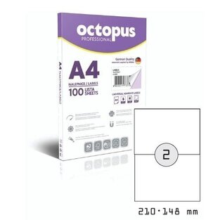 OCTOPUS PROFESSIONAL UNIVERZAL ΕΤΙΚΕΤΕΣ ΓΙΑ ΕΚΤΥΠΩΣΗ ΛΕΥΚΕΣ ΑΥΤΟΚΟΛΛΗΤΕΣ 21x14,8cm 100φ