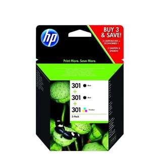 HP 301 BLACK + 301 BLACK + 301 TRI COLOUR PACK