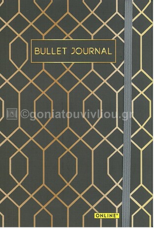 ONLINE ΣΗΜΕΙΩΜΑΤΑΡΙΟ BULLET JOURNAL ΜΕ ΤΕΛΕΙΕΣ ΚΑΙ ΛΑΣΤΙΧΟ 14x21cm 96φ 90gr  ΜΑΥΡΟ ΜΕ ΧΡΥΣΟ 02245