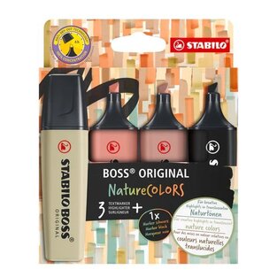 STABILO BOSS ORIGINAL ΣΕΤ 4 ΧΡΩΜΑΤΑ ΜΑΡΚΑΔΟΡΟΙ ΥΠΟΓΡΑΜΜΙΣΗΣ NATURE 70423