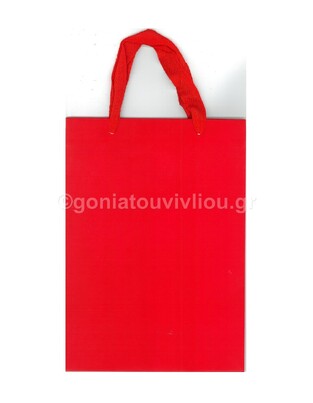 ΤΣΑΝΤΑ ΣΑΚΟΥΛΑ ΧΑΡΤΙΝΗ ΜΟΝΟΧΡΩΜΗ ΜΑΤ ΜΕ ΥΦΑΣΜΑΤΙΝΟ ΚΟΡΔΟΝΙ 9,5x20x28cm ΚΟΚΚΙΝΗ