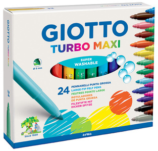 GIOTTO ΜΑΡΚΑΔΟΡΟΙ ΧΟΝΤΡΟΙ TURBO MAXI SUPERWASHABLE 24 ΧΡΩΜΑΤΑ 455000