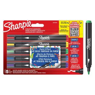 SHARPIE CREATIVE ACRYLIC MARKERS ΜΑΡΚΑΔΟΡΟΙ ΑΚΡΥΛΙΚΟΙ ΜΕ ΣΤΡΟΓΓΥΛΗ ΜΥΤΗ 5 ΧΡΩΜΑΤΑ