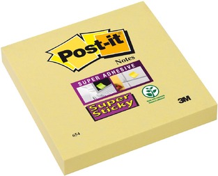 3M POST IT ΑΥΤΟΚΟΛΛΗΤΑ ΧΑΡΤΑΚΙΑ 654 SSCY EU SUPER STICKY 7,6x7,6cm ΚΙΤΡΙΝΟ 90φ