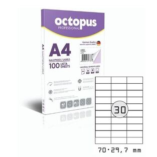 OCTOPUS PROFESSIONAL UNIVERZAL ΕΤΙΚΕΤΕΣ ΓΙΑ ΕΚΤΥΠΩΣΗ ΛΕΥΚΕΣ ΑΥΤΟΚΟΛΛΗΤΕΣ 7x2,97cm 100φ UNL 0200