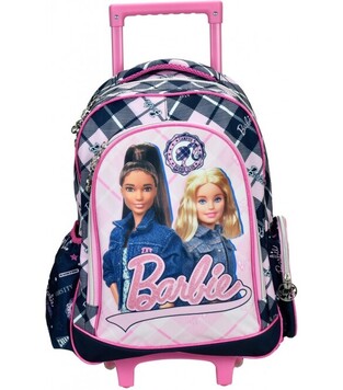 GIM ΣΧΟΛΙΚΗ ΤΣΑΝΤΑ ΣΑΚΙΔΙΟ TROLLEY ΤΡΟΛΕΙ ΔΗΜΟΤΙΚΟΥ BARBIE VARSITY ΜΠΛΕ ΣΚΟΥΡΟ ΡΟΖ 34987074