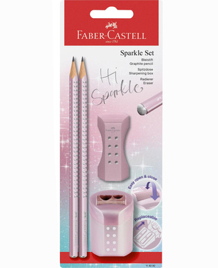 FABER CASTELL ΣΕΤ ΡΟΖ SPARKLE GRIP ROLL ON ΔΥΟ (2) ΜΟΛΥΒΙΑ ΚΑΙ ΞΥΣΤΡΑ ΚΑΙ ΓΟΜΑ 118282