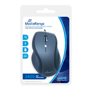 MEDIARANGE ΕΝΣΥΡΜΑΤΟ ΠΟΝΤΙΚΙ OPTICAL MOUSE WIRED BLACK GREY MROS202