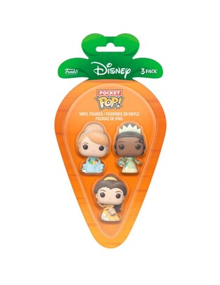 FUNKO CARROT POCKET POP DISNEY PRINCESS CINDERELLA / TIANA / BELLA VINYL FIGURES