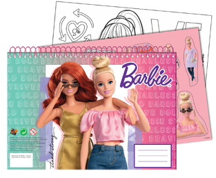 GIM ΜΠΛΟΚ ΖΩΓΡΑΦΙΚΗΣ ΜΕ ΑΥΤΟΚΟΛΛΗΤΑ 23x33cm 40φ BARBIE 68416