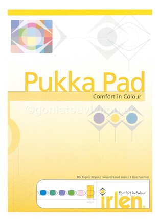 PUKKA PAD COMFORT IN COLOUR ΜΠΛΟΚ ΓΡΑΦΗΣ Α4 ΡΙΓΕ ΚΙΤΡΙΝΟ ΜΕ ΤΡΥΠΕΣ ΚΑΙ ΠΕΡΙΘΩΡΙΟ 50Φ IRLREF50