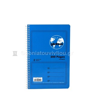 GLOBUS ΣΗΜΕΙΩΜΑΤΑΡΙΟ ΣΠΙΡΑΛ 14x21cm 2 ΘΕΜΑΤΩΝ 100φ ΜΕ ΓΡΑΜΜΕΣ CLASSIC ΜΠΛΕ G202