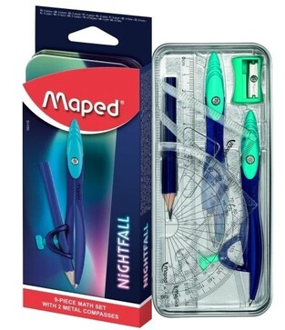 MAPED NIGHTFALL ΣΕΤ ΓΕΩΜΕΤΡΙΚΩΝ ΟΡΓΑΝΩΝ ΜΕ 2 ΜΕΤΑΛΛΙΚΟΥΣ ΔΙΑΒΗΤΕΣ ΣΕ ΜΕΤΑΛΛΙΚΗ ΚΑΣΕΤΙΝΑ 9τεμ 193115