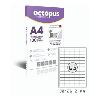 OCTOPUS PROFESSIONAL UNIVERZAL ΕΤΙΚΕΤΕΣ ΓΙΑ ΕΚΤΥΠΩΣΗ ΛΕΥΚΕΣ ΑΥΤΟΚΟΛΛΗΤΕΣ 3,8x2,12cm 100φ