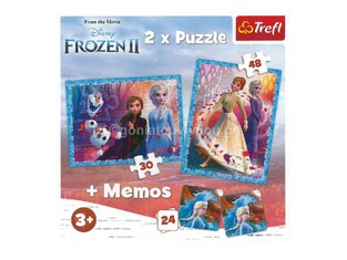 TREFL ΠΑΖΛ 2 ΣΕ 1 (30/48 ΤΕΜΑΧΙΩΝ) KAI 24 ΚΑΡΤΕΣ ΜΝΗΜΗΣ FROZEN II  ΨΥΧΡΑ ΚΑΙ ΑΝΑΠΟΔΑ 90814