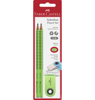 FABER CASTELL ΣΕΤ GRIP 2001 ΔΥΟ (2) ΜΟΛΥΒΙΑ ΚΑΙ ΓΟΜΑ SLEEVE ΛΑΧΑΝΙ 182414