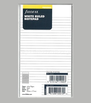 FILOFAX PERSONAL ΑΝΤΑΛΛΑΚΤΙΚΟ WHITE RULED NOTEPAD (ΛΕΥΚΑ ΡΙΓΕ ΦΥΛΛΑ ΣΗΜΕΙΩΣΕΩΝ ΣΕ ΜΠΛΟΚ) 132210
