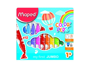 MAPED COLOR PEPS MAXI ΜΑΡΚΑΔΟΡΟΙ ΧΟΝΤΡΟΙ SUPERWASHABLE 12 ΧΡΩΜΑΤΑ 846020