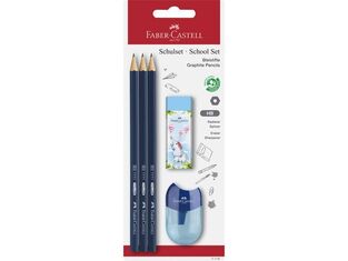 FABER CASTELL ΣΕΤ ΤΡΙΑ ΜΟΛΥΒΙΑ ΓΟΜΑ ΚΑΙ ΞΥΣΤΡΑ ΜΠΛΕ ΣΚΟΥΡΟ 12310526