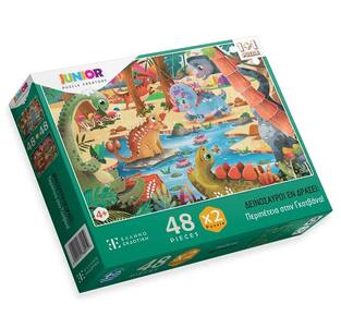 JUNIOR PUZZLE CREATORS ΠΑΖΛ 2x48 ΤΕΜΑΧΙΩΝ 48x33cm ΠΕΡΙΠΕΤΕΙΑ ΣΤΗΝ ΓΚΟΤΒΑΝΑ (ΣΕΙΡΑ ΔΕΙΝΟΣΑΥΡΟΙ ΕΝ ΔΡΑΣΕΙ)