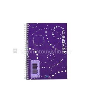 SKAG ΣΗΜΕΙΩΜΑΤΑΡΙΟ ΣΠΙΡΑΛ 10,5x14,8cm 2 ΘΕΜΑΤΩΝ 80φ No20 UNIVERSITY FOIL ΜΩΒ 120159