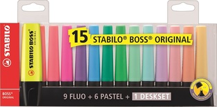 STABILO BOSS DESKSET ΣΕΤ ΜΑΡΚΑΔΟΡΟΙ ΥΠΟΓΡΑΜΜΙΣΗΣ 15 ΧΡΩΜΑΤΑ ΣΕ ΠΛΑΣΤΙΚΗ ΒΑΣΗ ΓΡΑΦΕΙΟΥ 701501