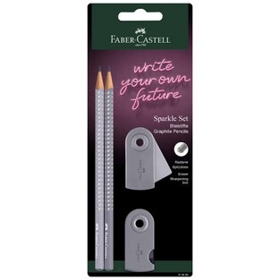 FABER CASTELL ΣΕΤ SPARKLE II 2 ΜΟΛΥΒΙΑ ΞΥΣΤΡΑ ΓΟΜΑ SLEEVE ΓΚΡΙ BLISTER 218482