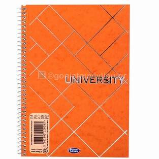 SKAG ΣΗΜΕΙΩΜΑΤΑΡΙΟ ΣΠΙΡΑΛ 12,6x18cm 2 ΘΕΜΑΤΩΝ 80φ No30 UNIVERSITY FOIL ΠΟΡΤΟΚΑΛΙ 120203