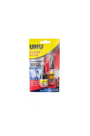 UHU ΚΟΛΛΑ SUPER GLUE 3D FILLER ΓΕΜΙΣΤΙΚΟ ΤΕΧΝΟΛΟΓΙΑ 2 ΒΗΜΑΤΩΝ 9g+3g 7000730