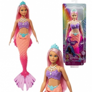 MATTEL BARBIE CORE MERMAIDS ΓΟΡΓΟΝΑ ΜΕ ΡΟΖ ΜΑΛΛΙΑ ΚΑΙ ΚΟΡΑΛΙ ΟΥΡΑ HGR08