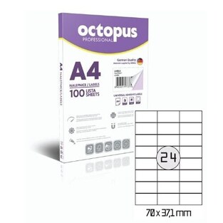 OCTOPUS PROFESSIONAL UNIVERZAL ΕΤΙΚΕΤΕΣ ΓΙΑ ΕΚΤΥΠΩΣΗ ΛΕΥΚΕΣ ΑΥΤΟΚΟΛΛΗΤΕΣ 7x3,71cm 100φ