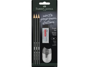 FABER CASTELL ΣΕΤ 3  ΜΟΛΥΒΙΑ ΜΑΥΡΑ ΓΟΜΑ ΜΑΥΡΗ ΞΥΣΤΡΑ ΜΑΥΡΗ EXAM ΜΑΥΡΟ 111183